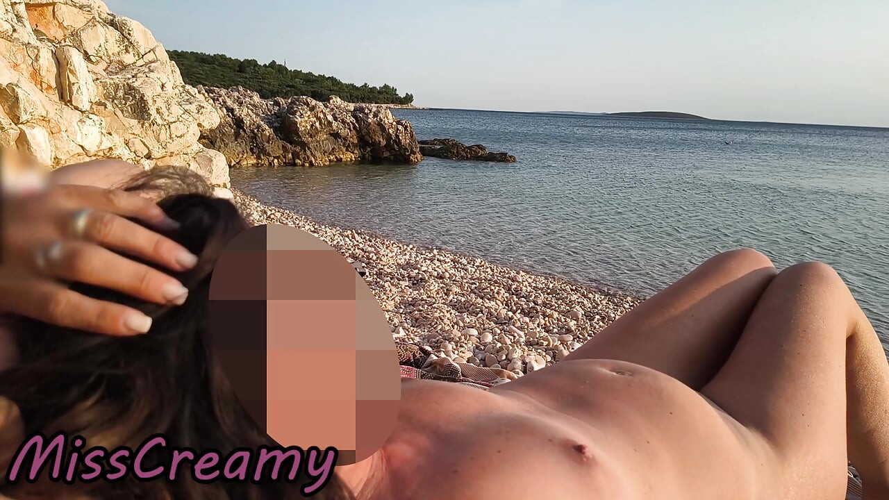 Pussy Flash! Nude Teacher and her Student: Lets Him Touch Her Tits on a Public Beach! - MissCreamy