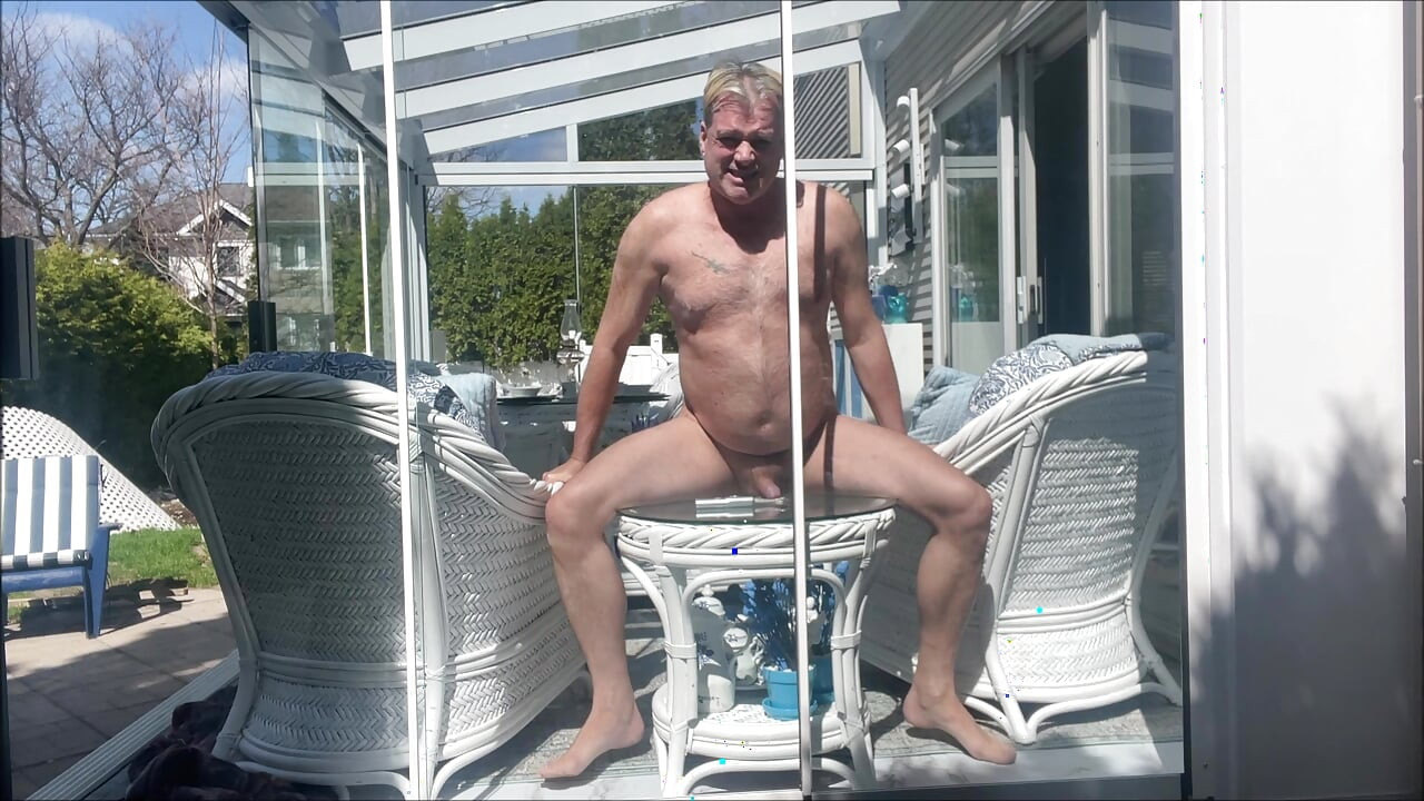 HUNK DADDY BEAR NAKED SUNBATHING IN THE VERANDA 3