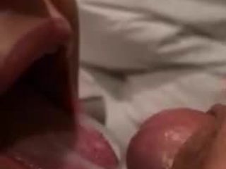 Stranger cums in wife's mouth