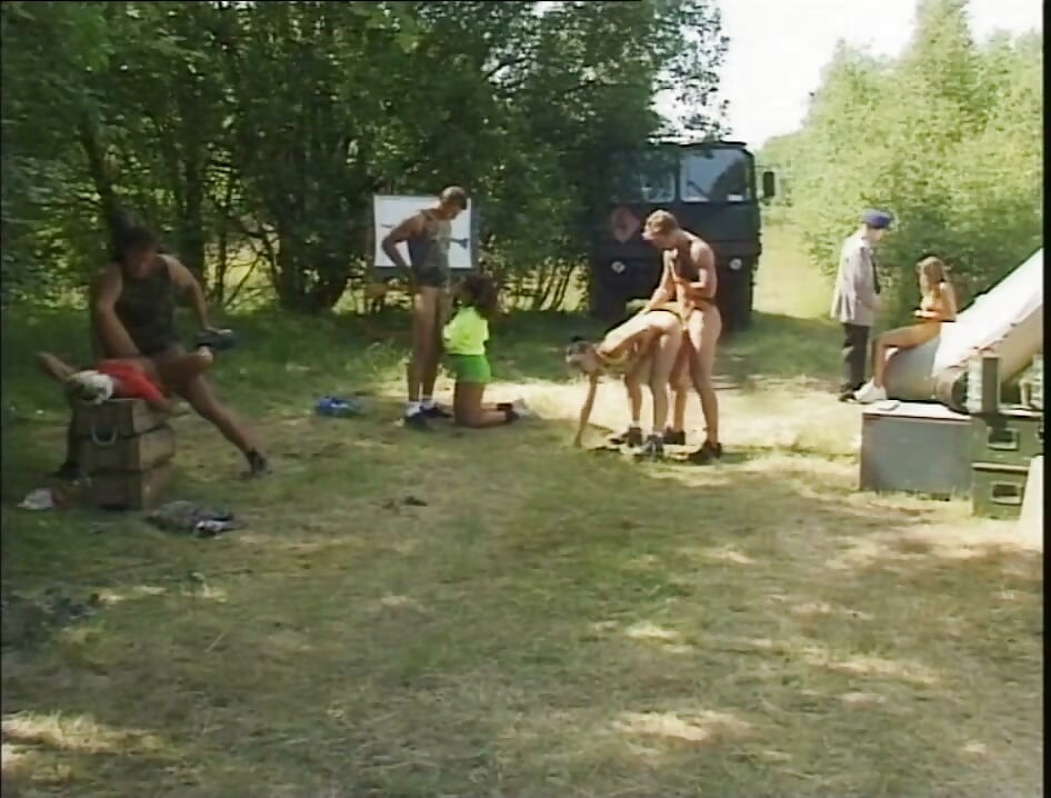 Soldiers Have Group Sex Outdoors in the Camp with Slutty Hikers