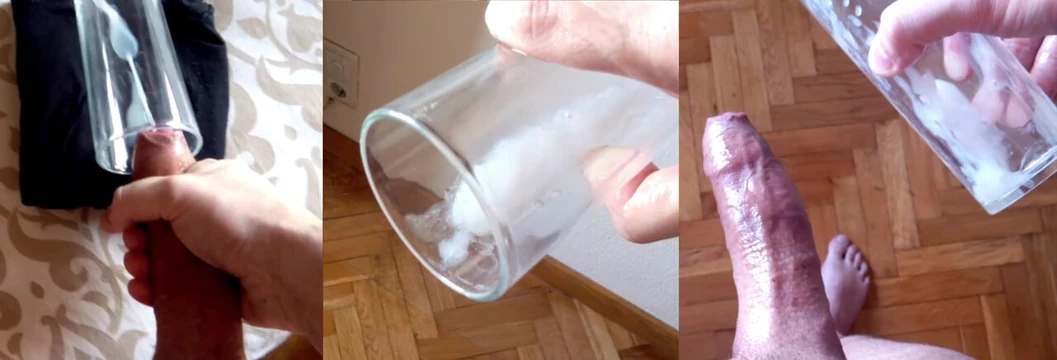 Monster cumshot in a glass!