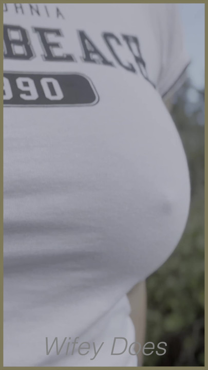 Wifey is braless in a white shirt with perfect tits