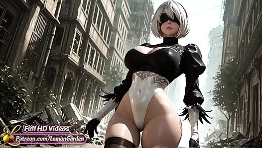 YoRHa 2B - Unable to Resist Her Lustful Thoughts. Ai generated 3d Hentai
