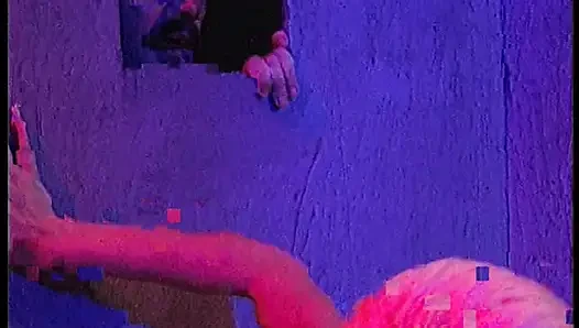 Amazing blonde slut blows a few cocks and swallows a glass of semen in the secret room