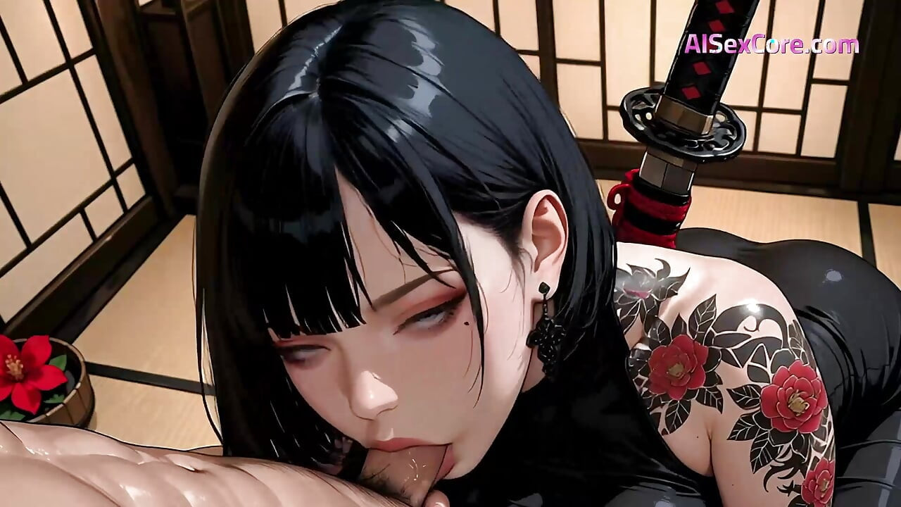 Samurai babe strips as her sword gleams then gets pinned & drenched in steaming cum (AI Sex)