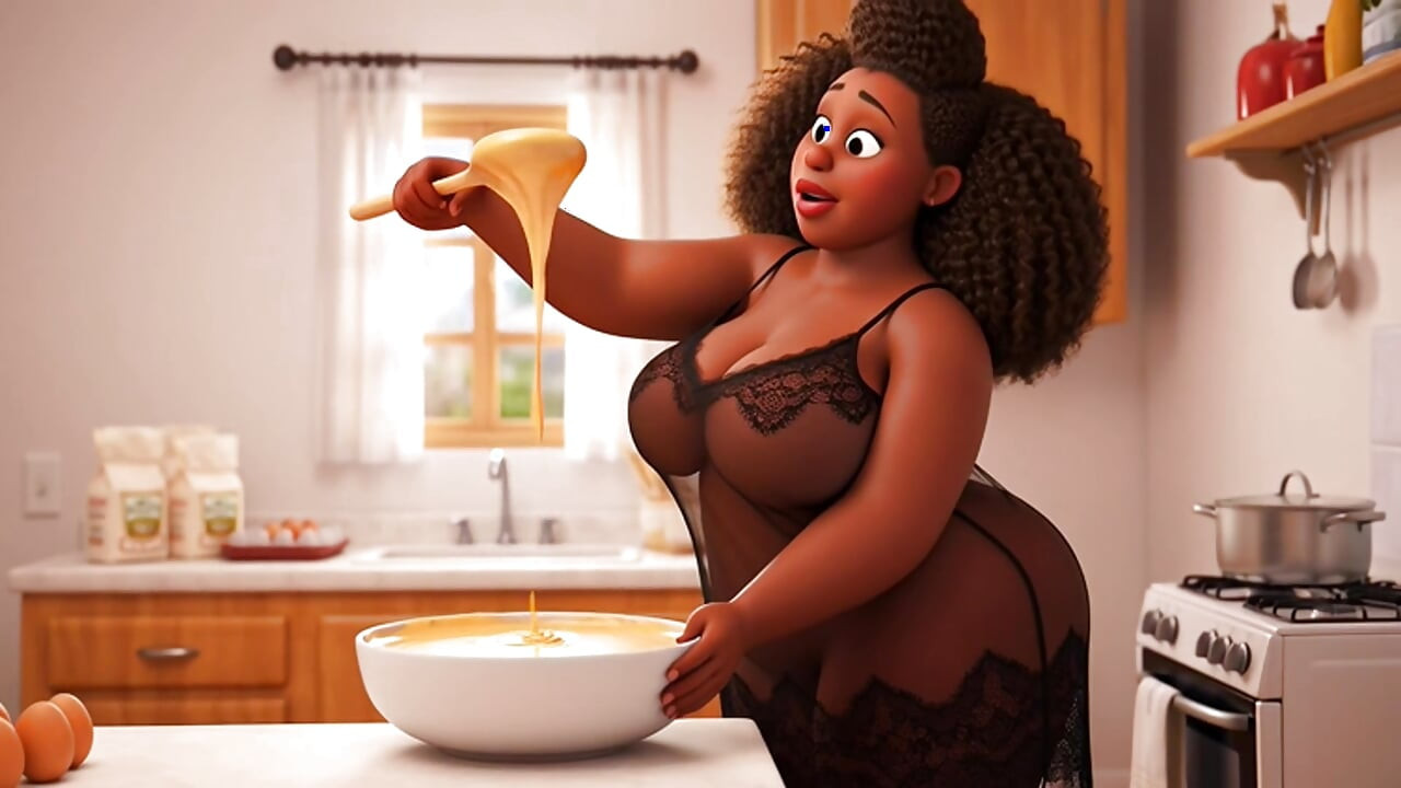 Hermosa nena negra brasileña sale de la casa impecable para dar la bienvenida a su mejor amiga