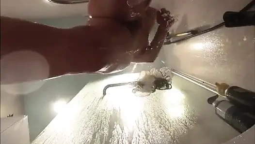 Webcam Under Stepsisters Bath. Wet Pussy After Sex with Boyfriend