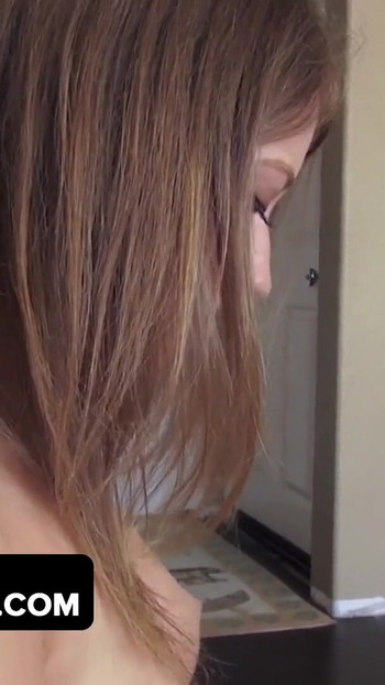 Must-see moment from "DadCrush - Lusty Brunette Babe With Big Ass Turns Movie Night Into Hardcore Fucking Scene"