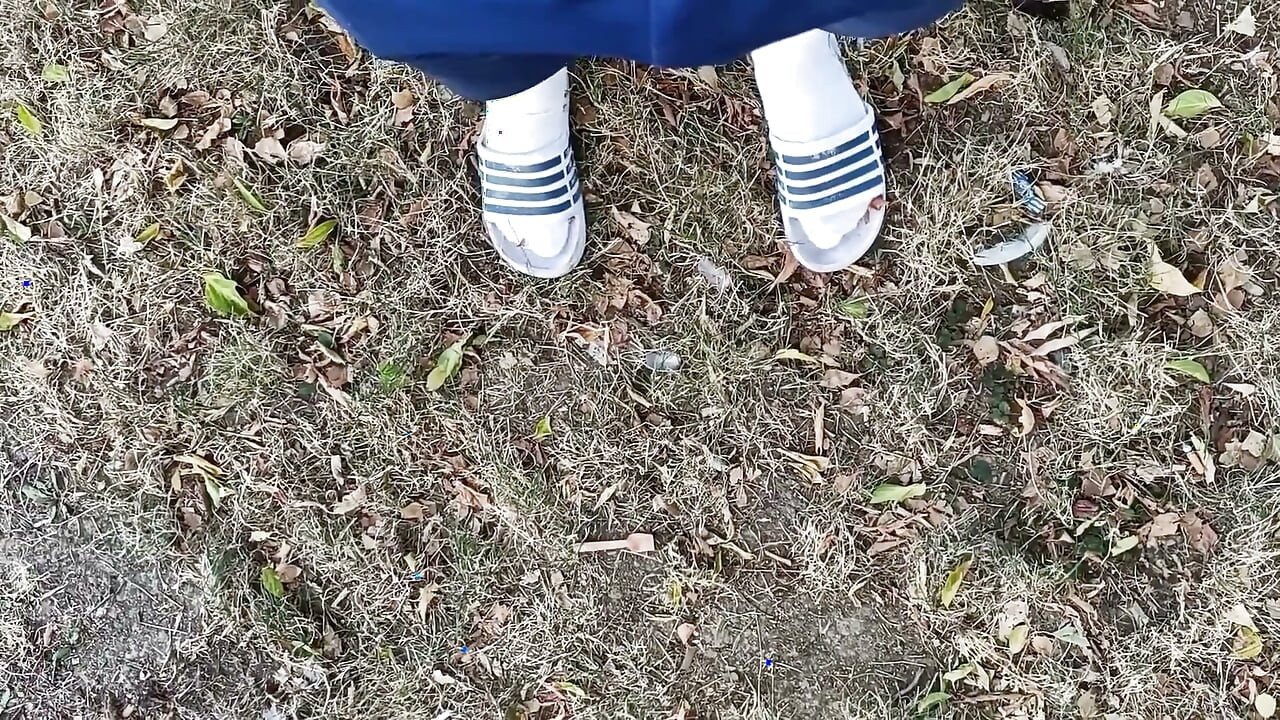 Making Socks Dirty in Slides - Used Socks and Slides and Uncut Soft Cock