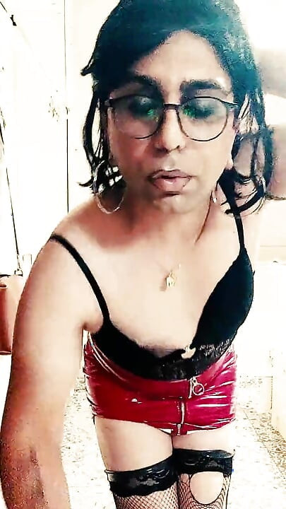 FetishEmmanuella video 12 - Red Vinyl Skirt