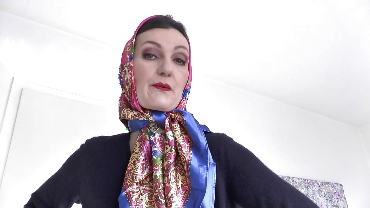 Satin Headscarf Fashion Show and Cumming on a Scarf, JOI, Lady Victoria Valente