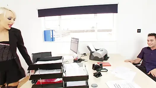 Short haired blonde and a brunette fucking a dude in bondage so well