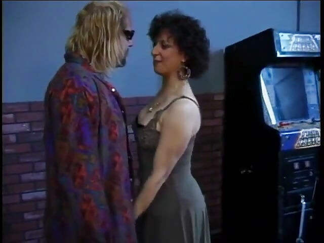 Gartered mature brunette drains hippie dude's cock then spreads her legs for dick