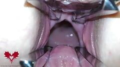 The mistress' cunt is opened with a hole expander so that you can study her cervix.