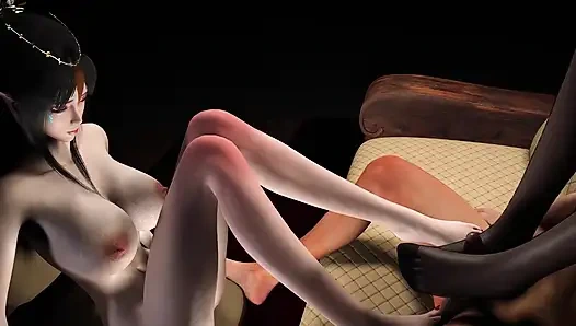 3D Threesome Sex Footjob Sex with Two Horny Slut Babe