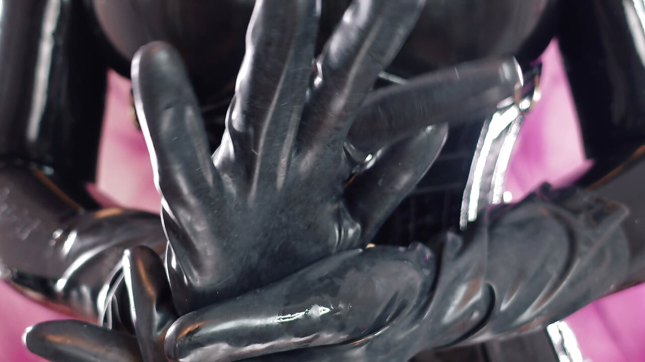 ASMR video in latex: big rubber gloves (Arya Grander) SFW video with hot sounding