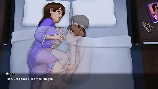 Stepmom and stepson making love under the covers - Summertime Saga