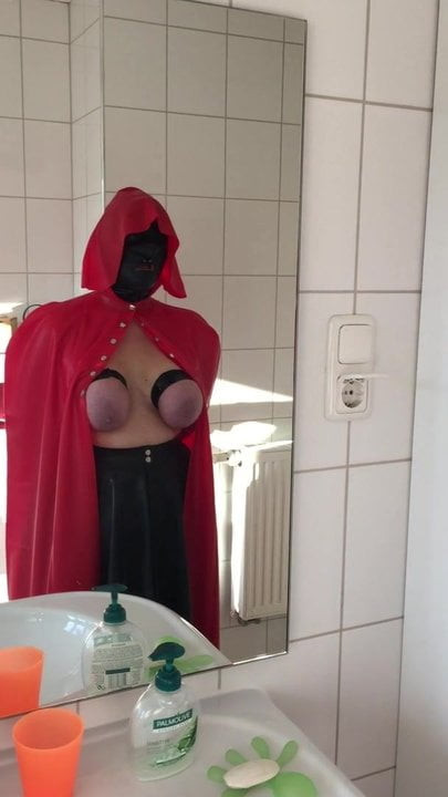 New latex cape covers tied tits