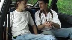 Deux jeunes minets en voiture