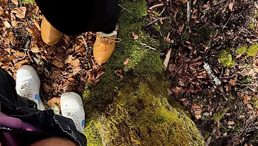 Outdoor Forest Fun - Wet Handjob, Deep Blowjob and Risky Doggy Fuck