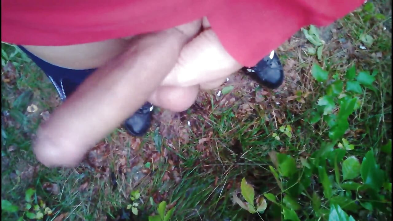 Twink Jerks off His Big Thick Dick Outdoor and He Cums Very Big Load