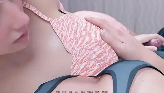 Japanese Stepmom Jerking Stepson Cock While He Pressing Her Big Ass