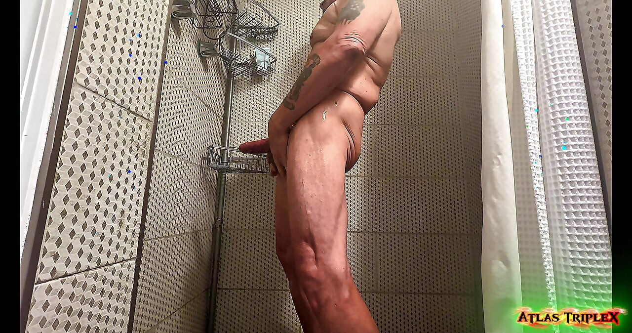 Solo Shower Scene - Soaping up and Dropping Loads