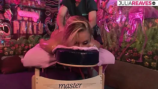 Hottie sucks and fucks a huge cock after massage