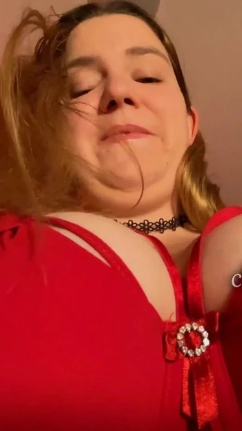 Emotional moment from "Domme Marie Rides - POV Three BBW Orgasms - 38G Red Torpedo Bra and Hitachi Magic Wand"