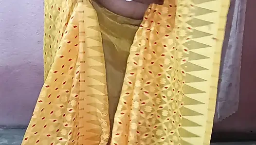 Yellow Saree Dropping Solo Sfw