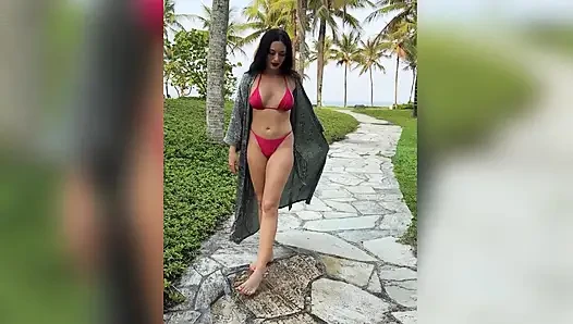 Pee in Bikini and with Thong on the Side Outdoor
