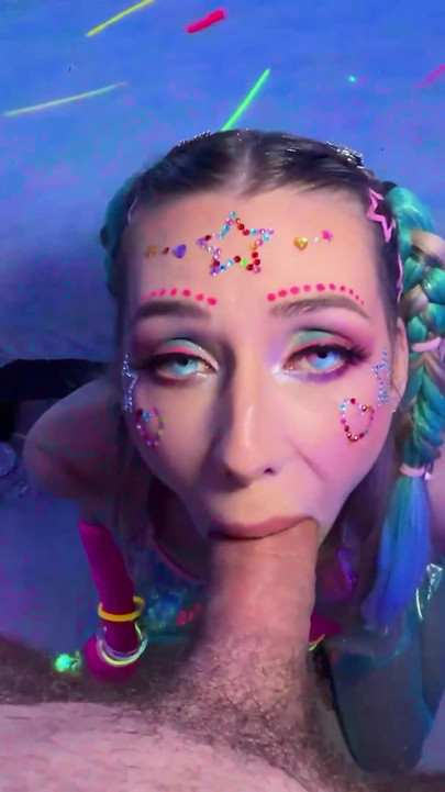 Canadian Rave Bunny Emily Jade Takes Glow Sticks In Her Dripping Pussy | Clip 1