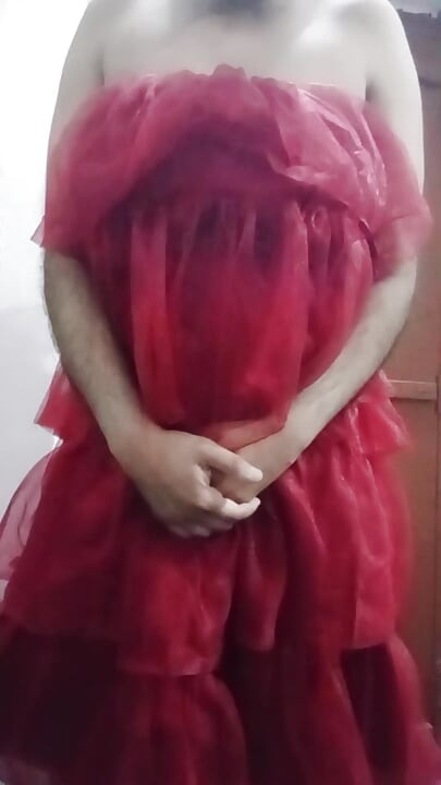 Indian Gay Crossdresser Gaurisissy real xxx homemade sex in Red lehenga