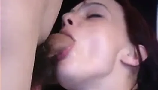 Horny french brunette swallow hot cum