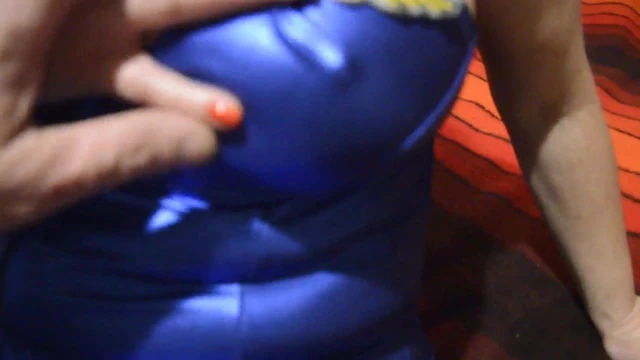 My sexy slutt in blu shiny dress