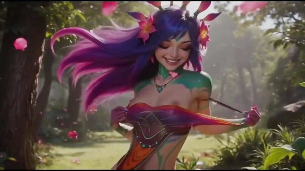 Neeko nóng bỏng trong rừng Bikini và bắn tinh trên mặt