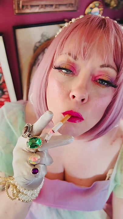 A Pretty Princess, Tina Snua , Chainsmokes 2 Cork Cigarettes - Dangling Snap Inhales Drifting Smoke