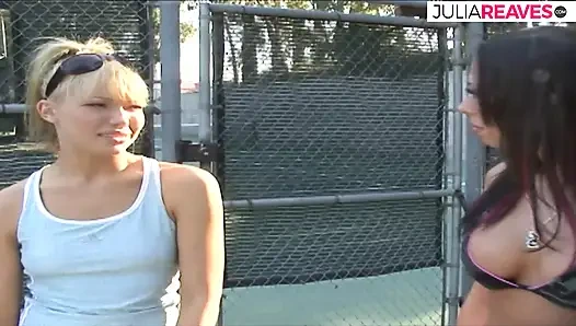 Hot girls lick each others clits before fucking with long dildos