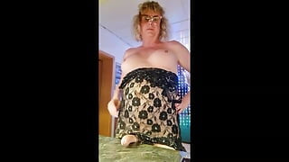 Tgirl Anna Wank and Cum in Sexy Night Dress