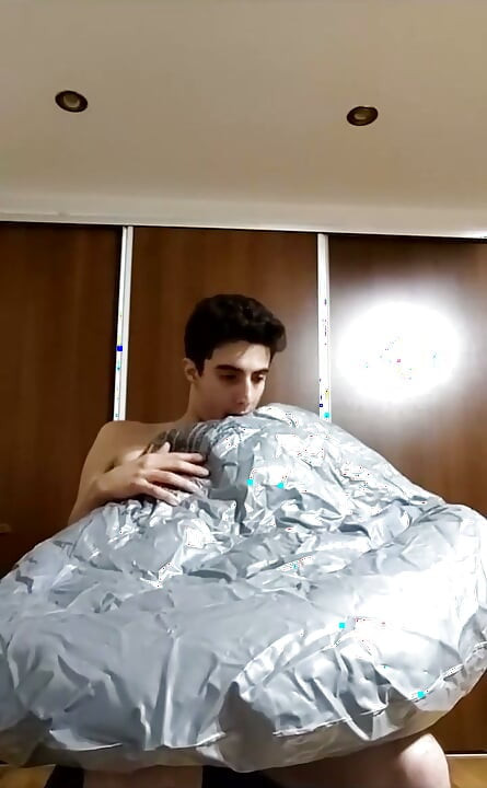 Vertical Vid - Blowing up Many Inflatables While Jerking off in Stream