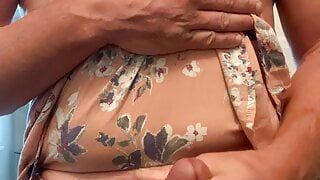 Skirt and pink panties masturbation