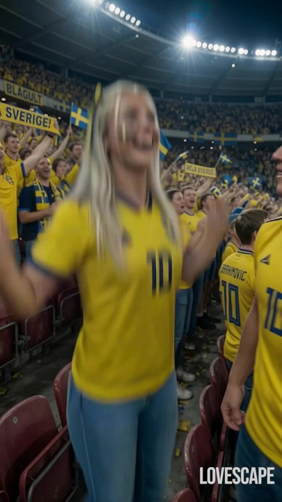 Schwedisches schätzchen blowjob im stadion nach dem sieg (AI)