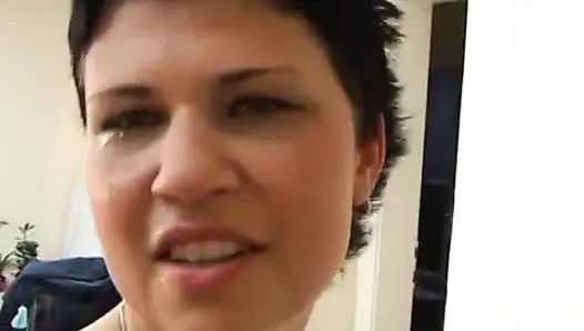 Horny slut opens wide and takes hard cock into her warm wet mouth