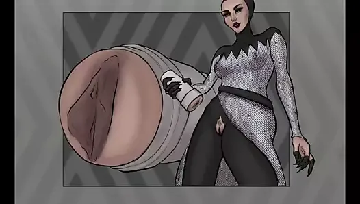 Star Wars latex Bazine Netal showing off her fleshlight