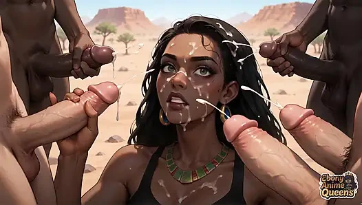 Кульминация пропитанной водой пустыни чернокожей Королевы: возбужденная, сексуальная чернокожая телочка!