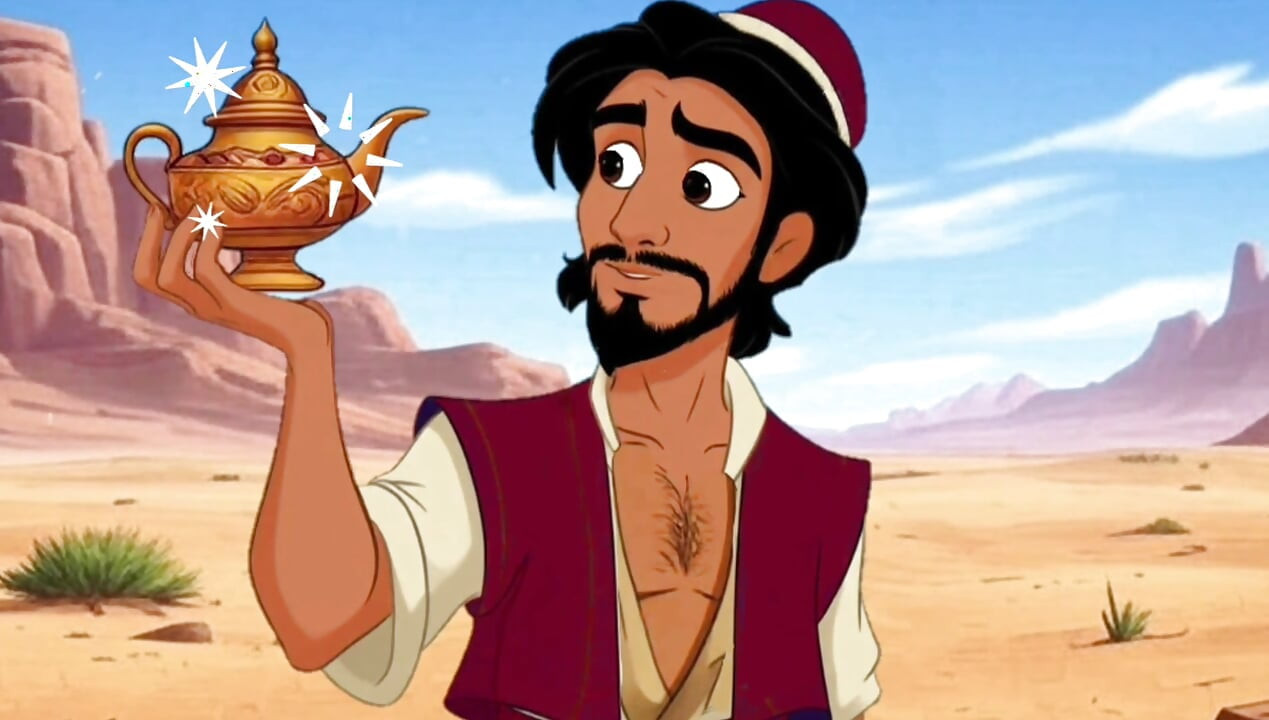 Aladdin porno: cuckold Aladdin vindt een magische lamp en doet een vuile wens. Tekenfilmsfeeën