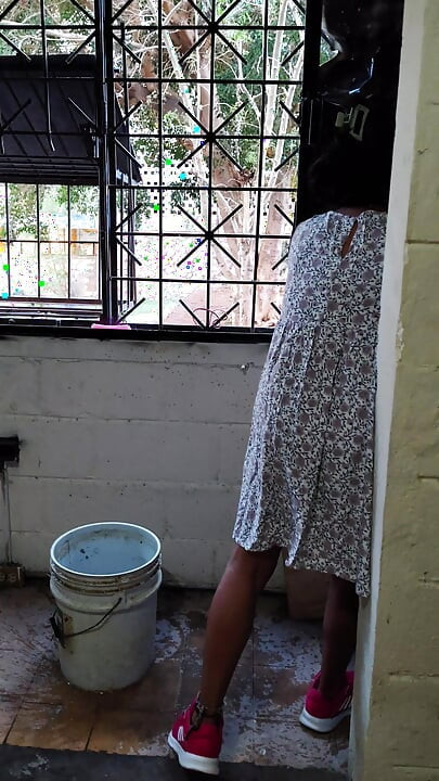 Granny gets hot while doing laundry