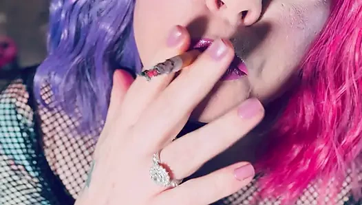 A Pretty In Pink Princess, Tina Snua, Chain Smokes 2 Cigarettes With Match Light Ups - Smoking Smoker