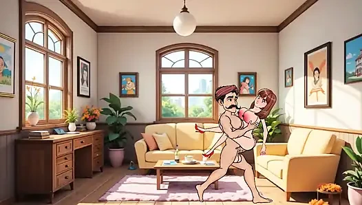 24 Year Old Girl Gets Hard Fucked by 36 Year Old Man in Living Room - Cartoon Animation