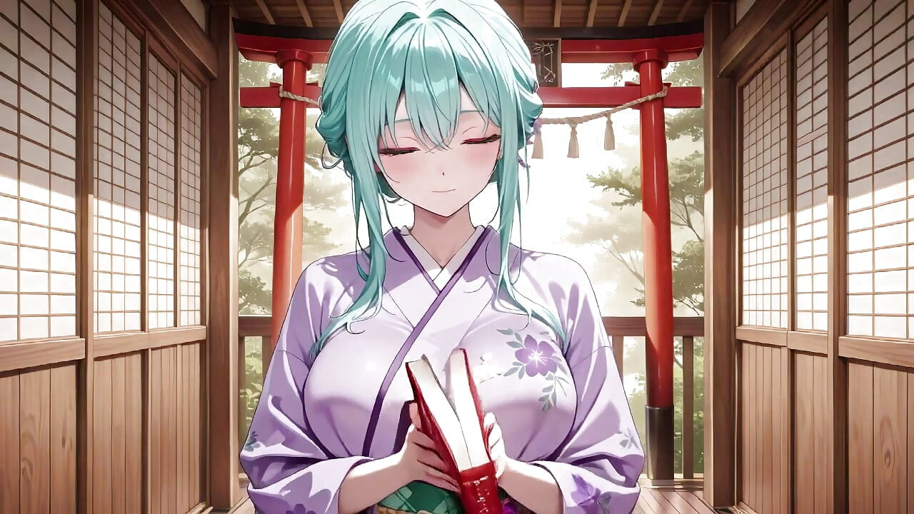 Mor kimono tanrıçası! Kırmızı Torii kapısının altındaki ıslaklığı kaldıramıyorum